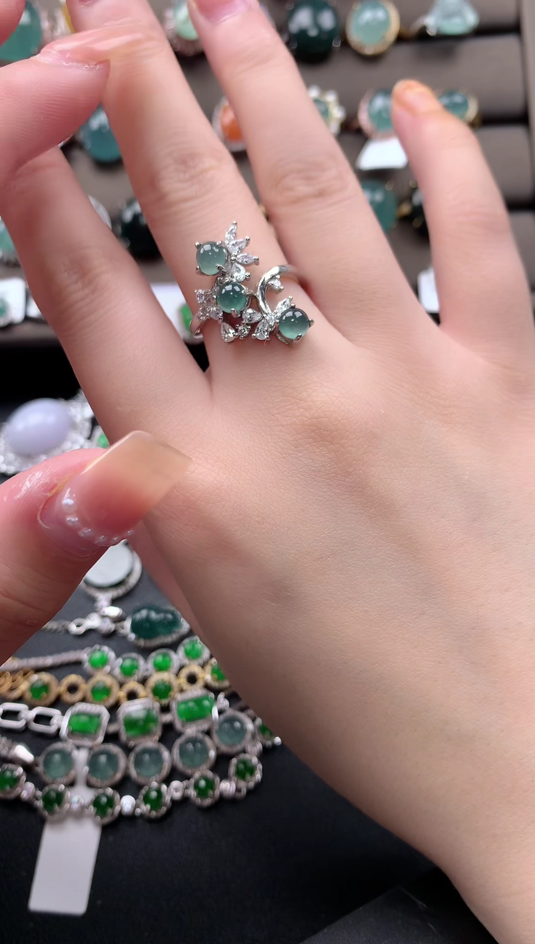 【闪购商品】翡翠戒指银S925镶嵌52141