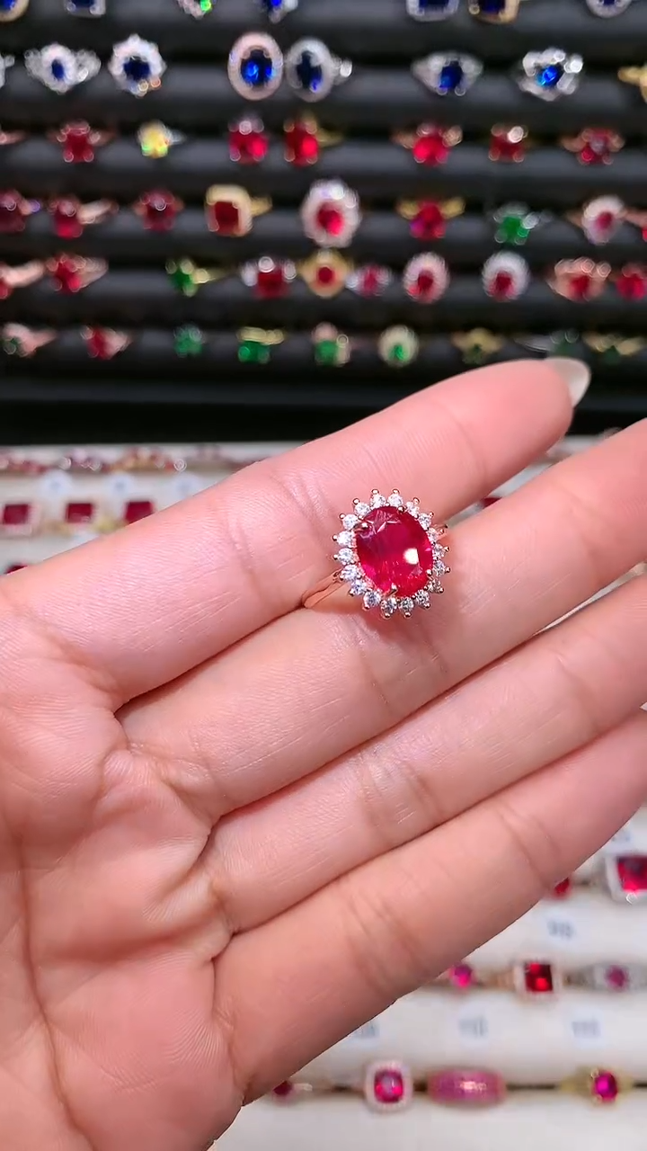 【闪购商品】红宝石戒指银S925镶嵌810玫瑰金