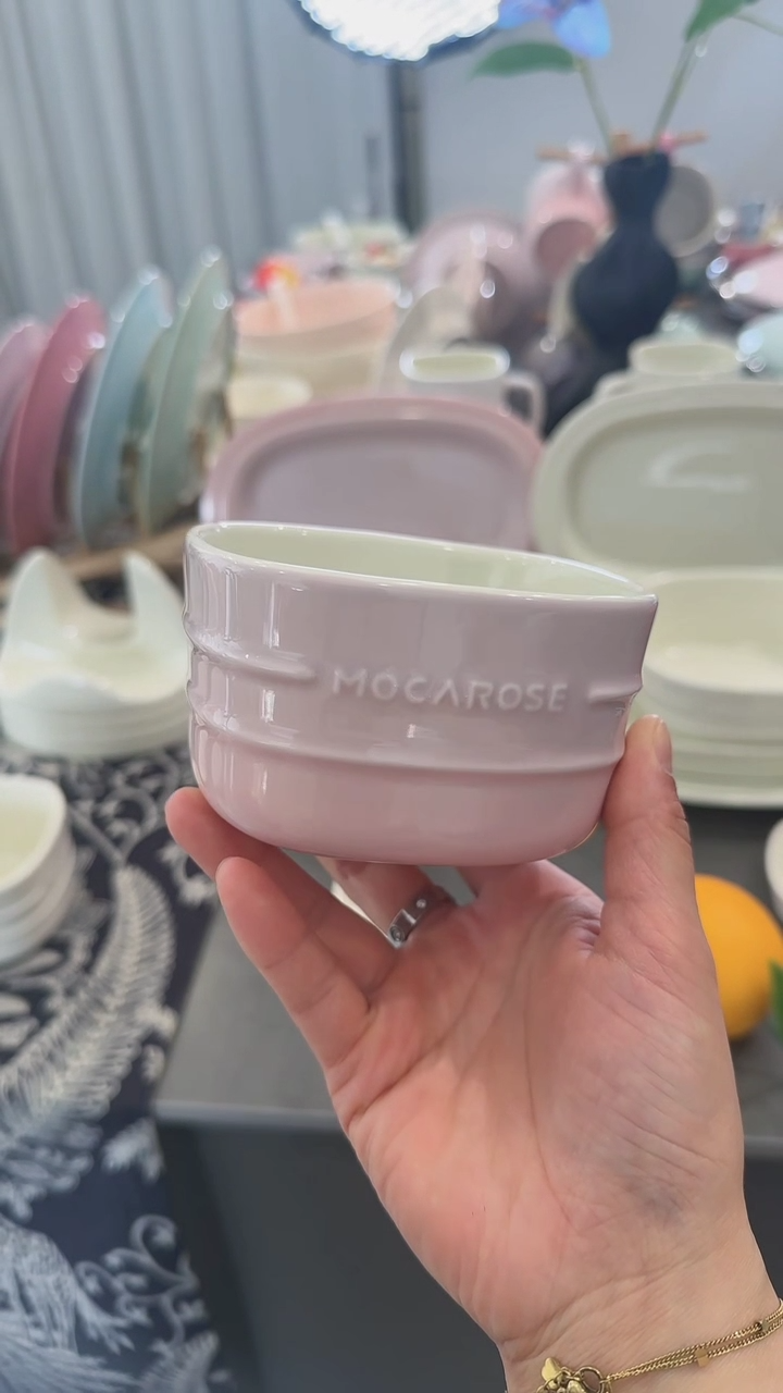 【闪购商品】瓷1个装方形樱花粉小碗10.5cm