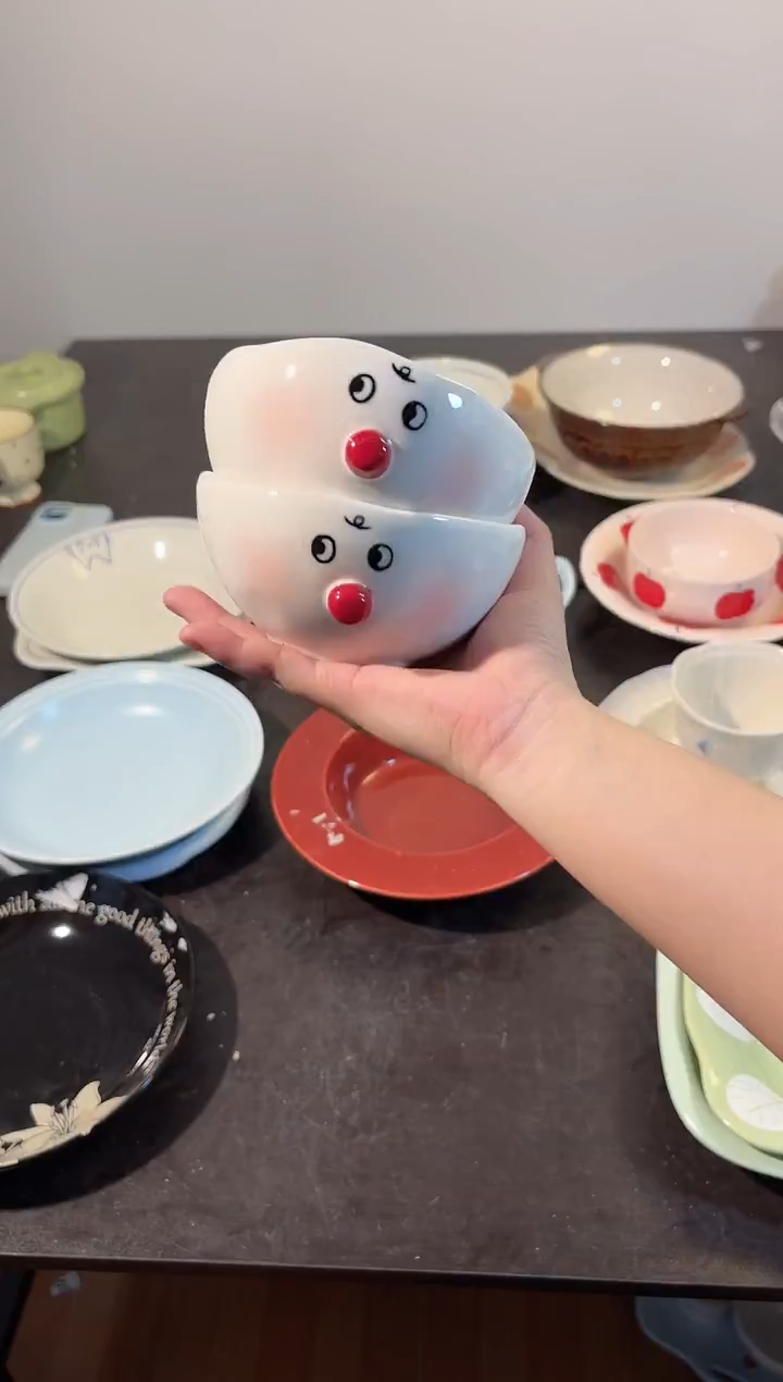 陶直播微瑕小丑碗*2