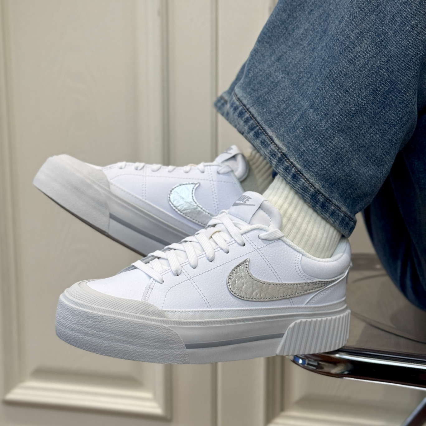 【B类微瑕】NIKE/耐克女鞋COURT舒适休闲耐磨缓震板鞋HQ2307-100
