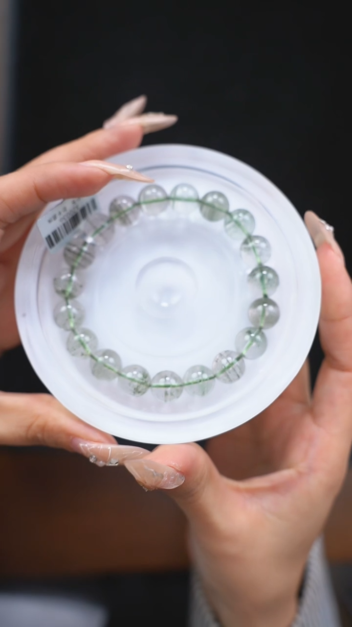 【闪购商品】水晶手链未镶嵌d079 绿幽灵手链10mm+