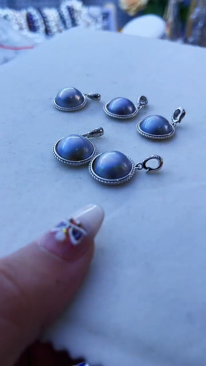 【闪购商品】拼合珍珠（马贝珠）吊坠银S925镶嵌768多样性发货 发其一