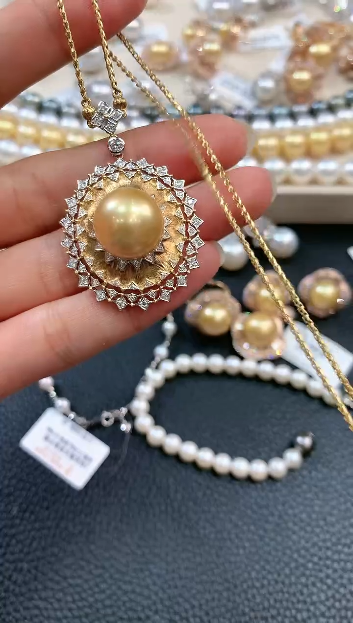 【闪购商品】海水珍珠项链18K金镶嵌m80