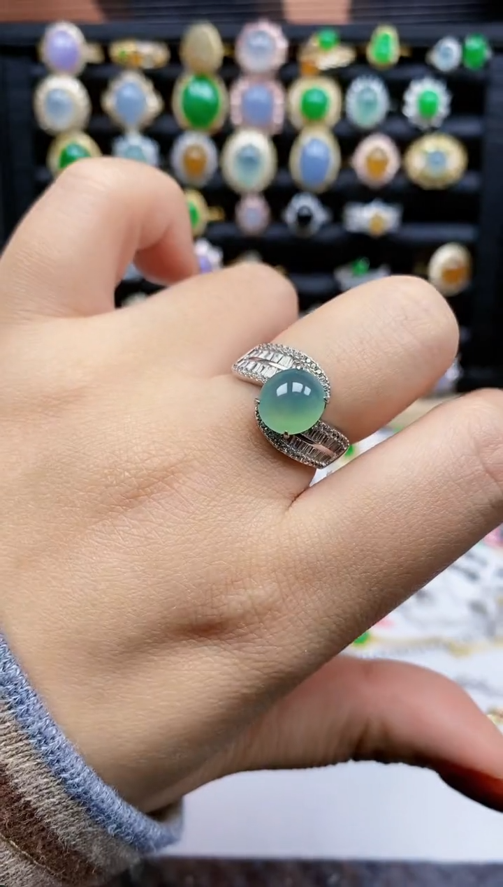 银S925镶嵌戒指翡翠140