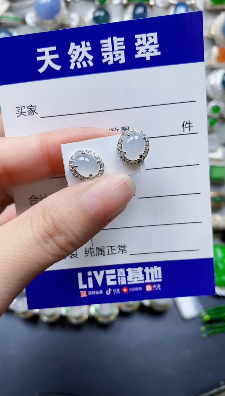 翡翠银S925镶嵌耳饰0647