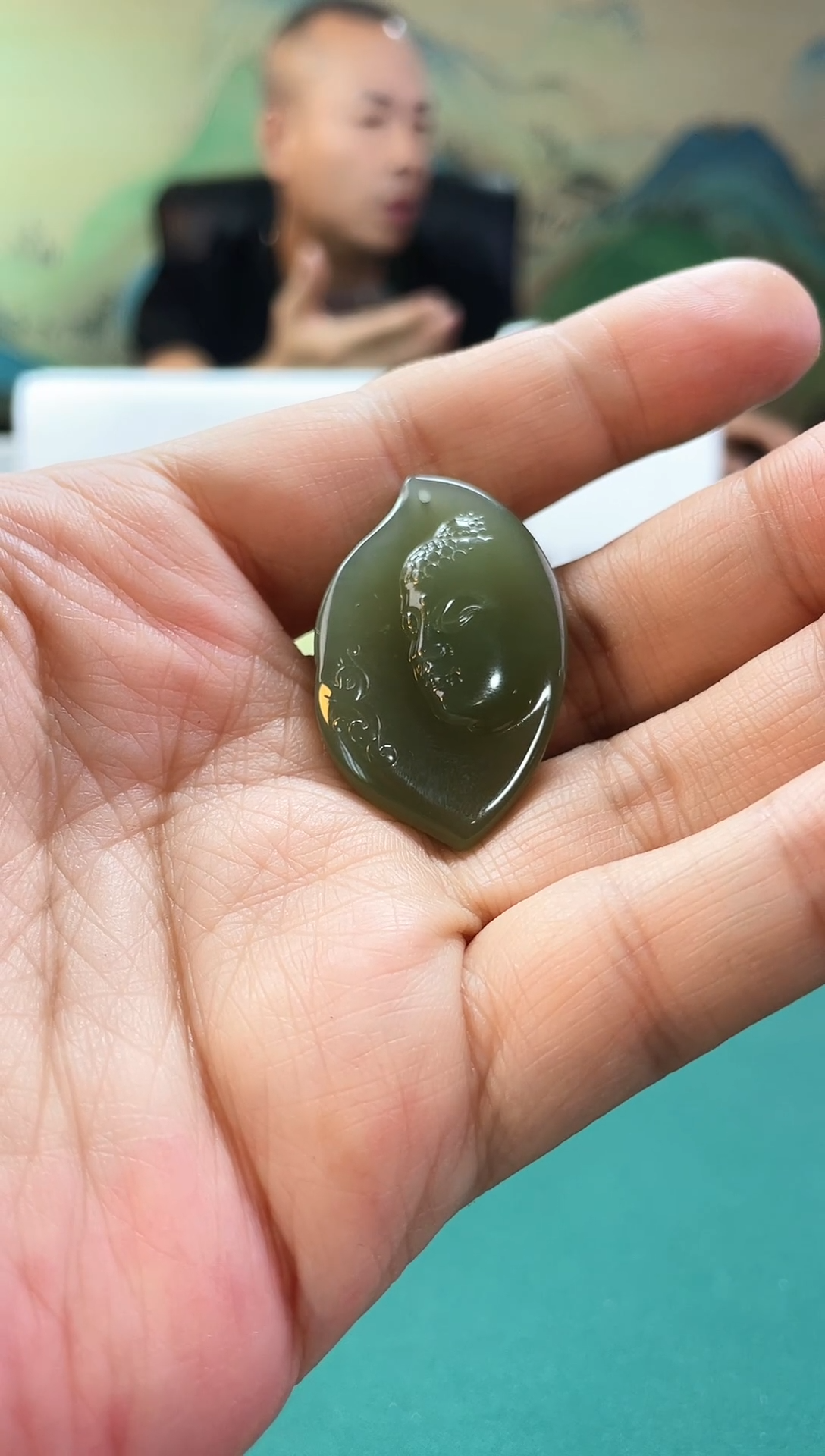 【闪购商品】和田玉（青玉）颈饰未镶嵌2247和田玉花开见佛挂件