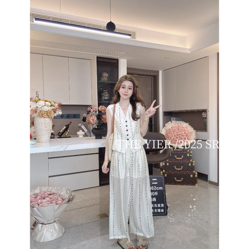 【一二家】新款套装女2025初夏高定轻奢气质显瘦提花套装女BN25429