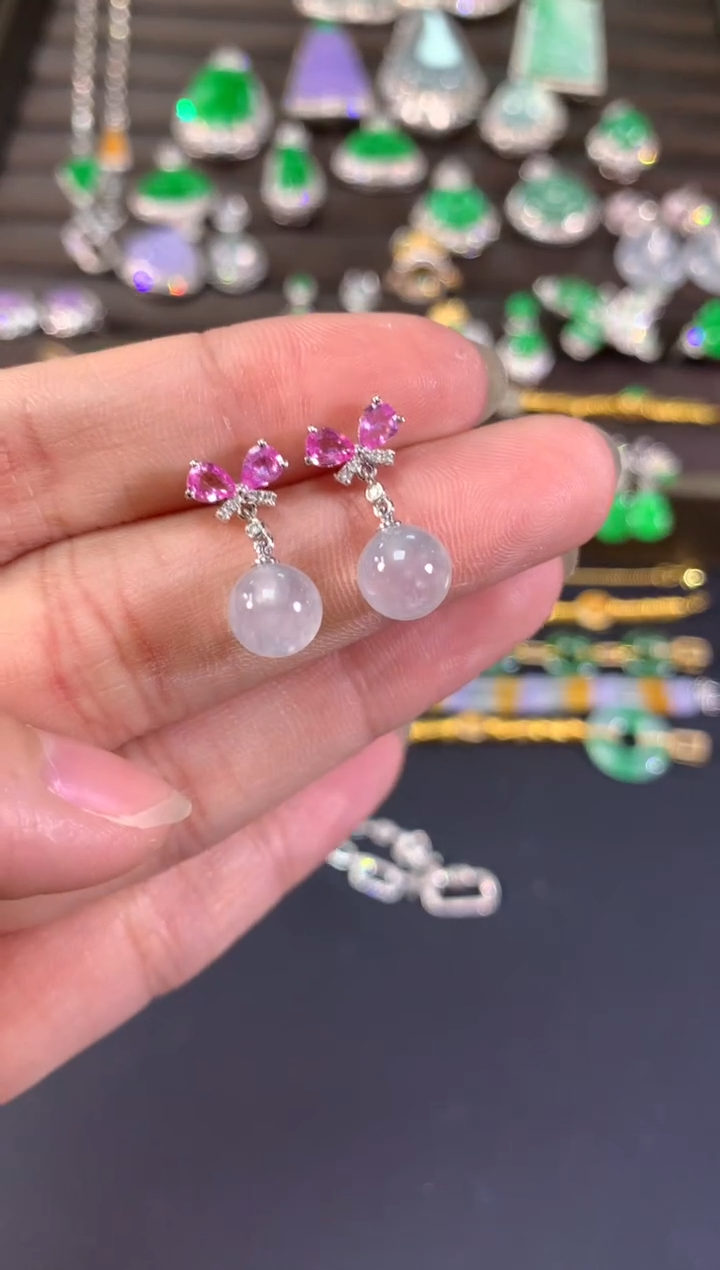 【闪购商品】翡翠耳饰18K金镶嵌A651|5500