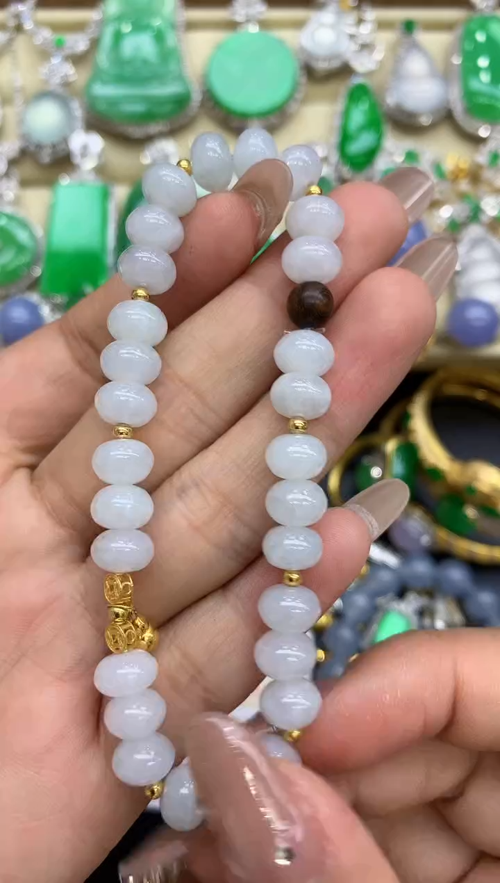 18K金镶嵌手串翡翠120-中国好珍宝