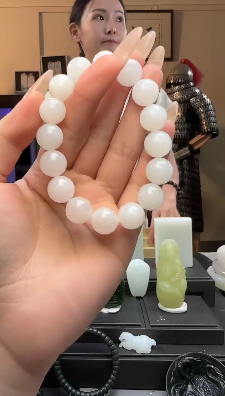 【闪购商品】和田玉白玉圆珠未镶嵌手串