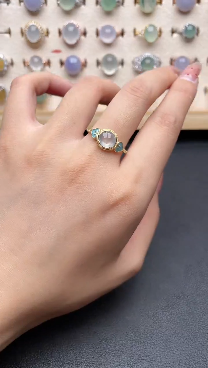 【闪购商品】翡翠戒指银S925镶嵌一物一证一礼盒