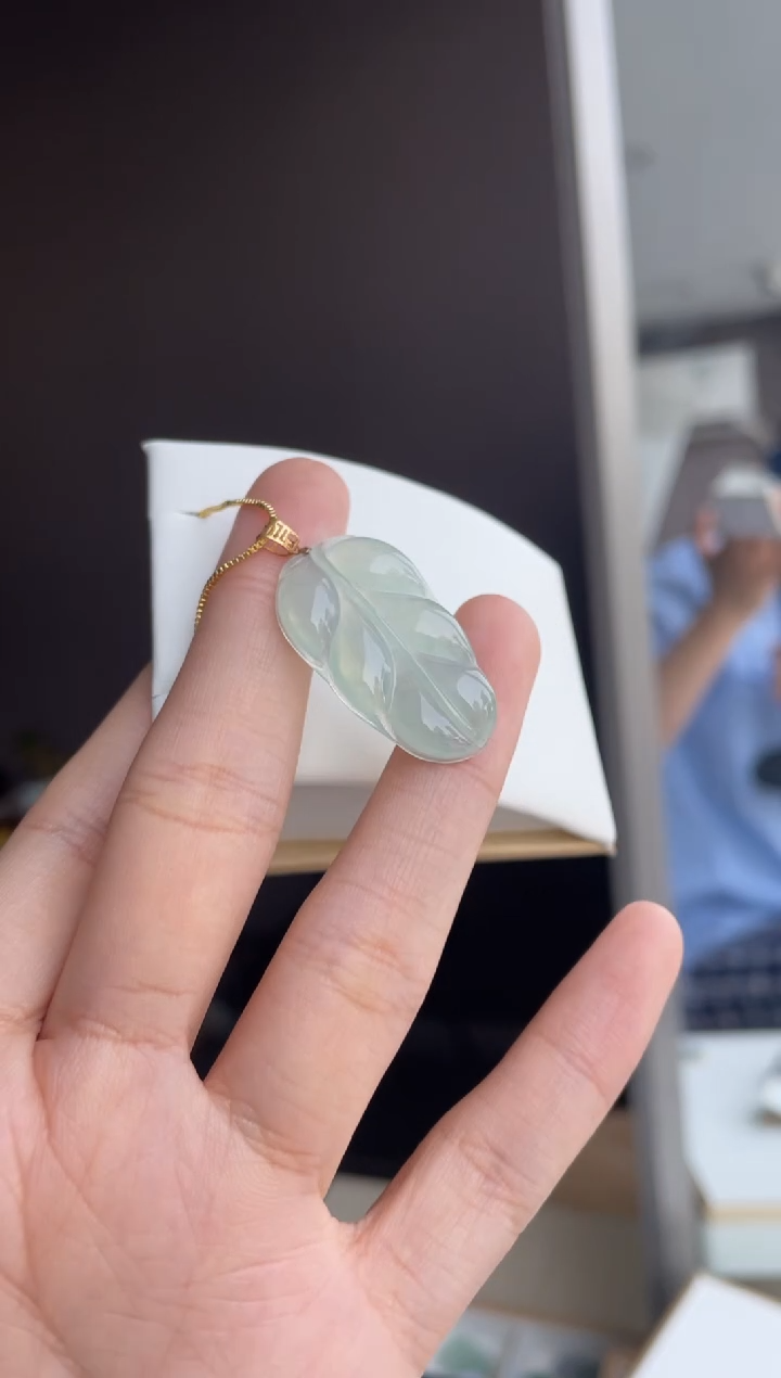 吊坠(不含链)18K金镶嵌翡翠天然缅甸A货翡翠