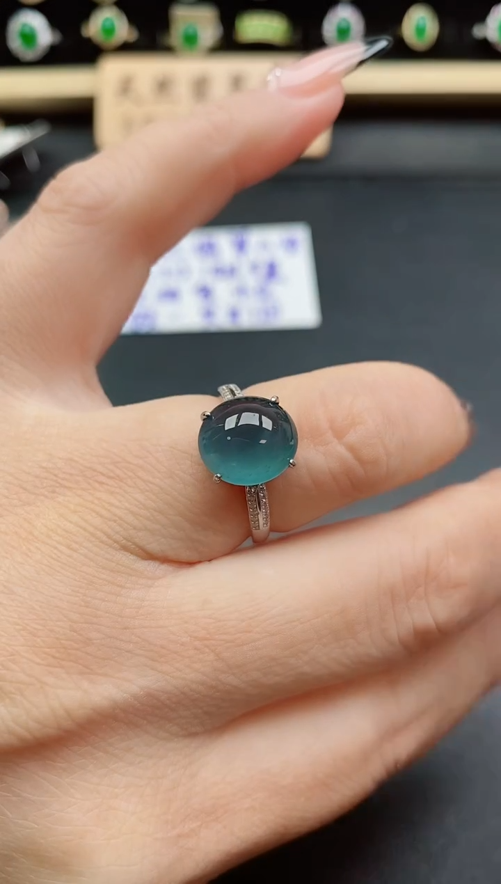 银S925镶嵌戒指翡翠1