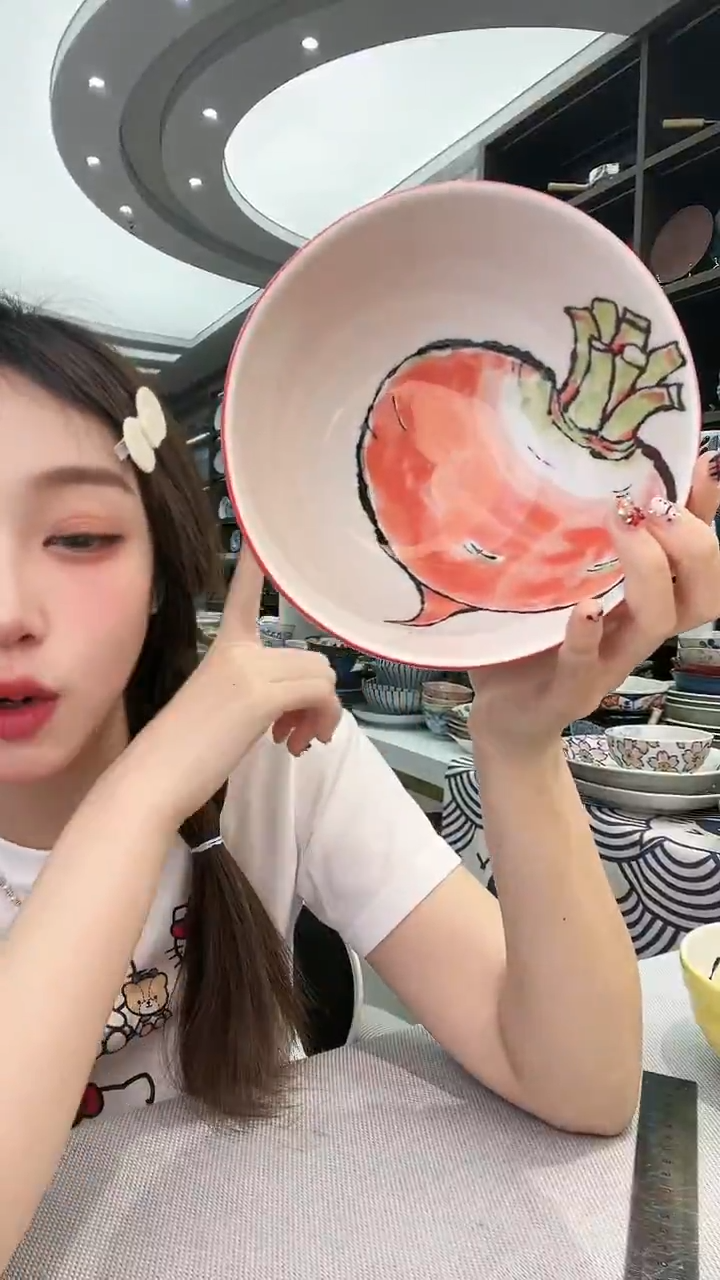 碗蔬菜面碗红色16cm 2支