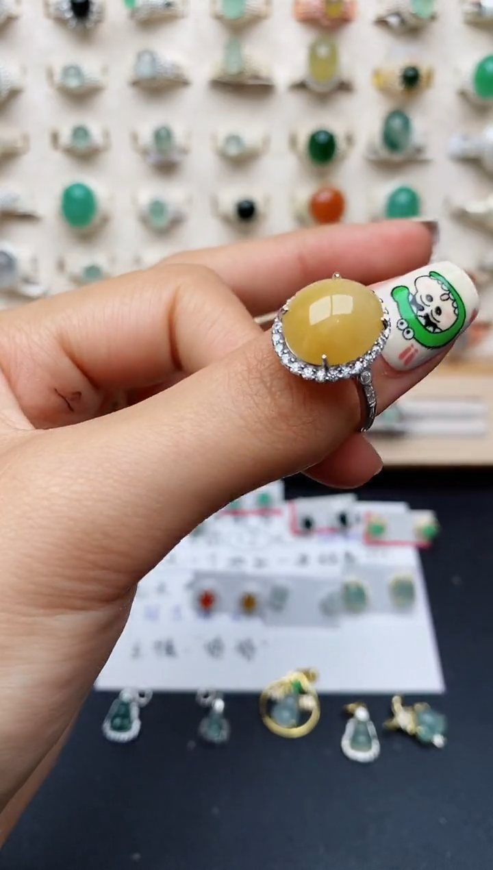 【闪购商品】翡翠戒指银S925镶嵌缅甸翡翠