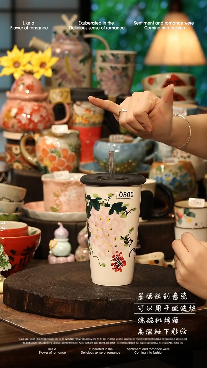 陶瓷景德镇高温釉下彩手工手绘款式@A0800@