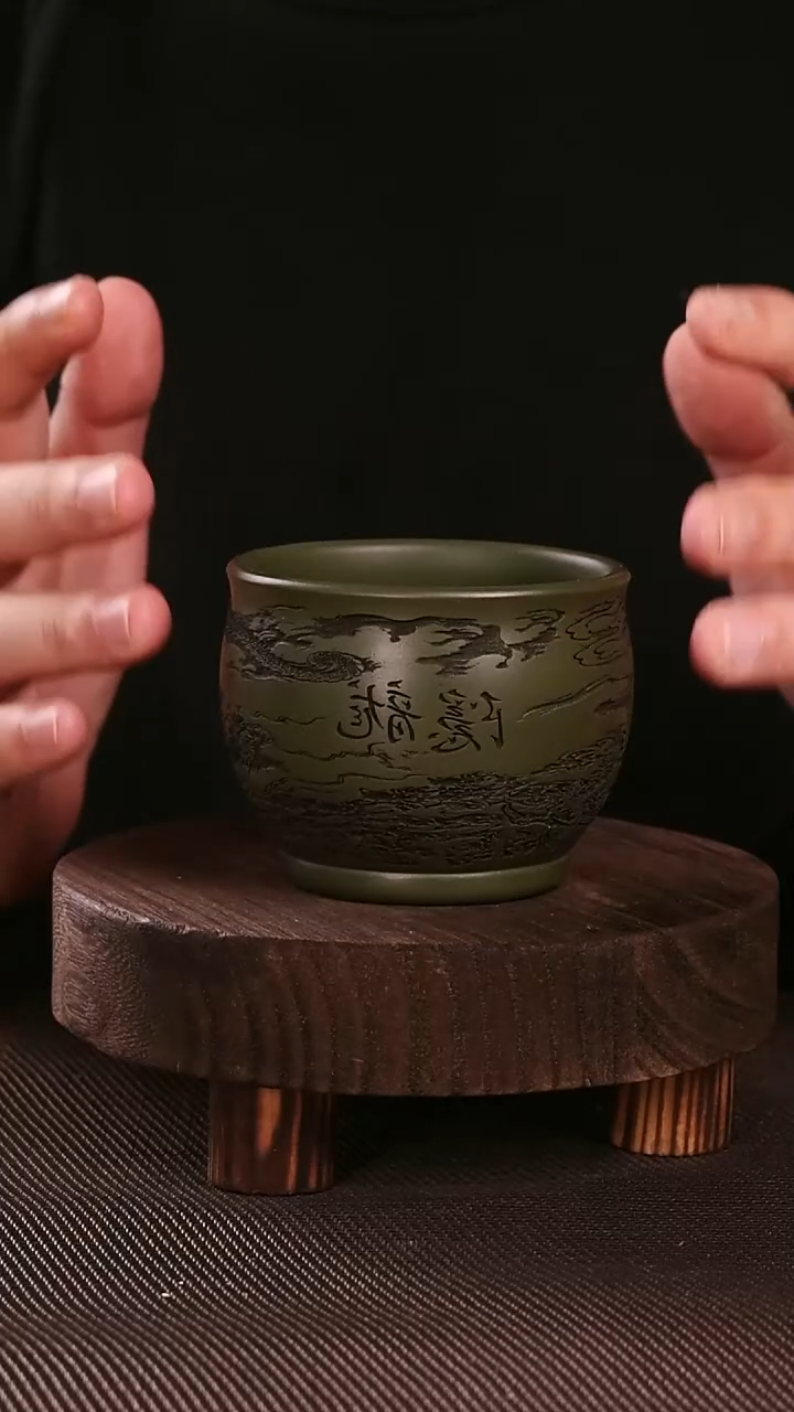 茶杯紫砂紫砂刻绘主人杯隐龙