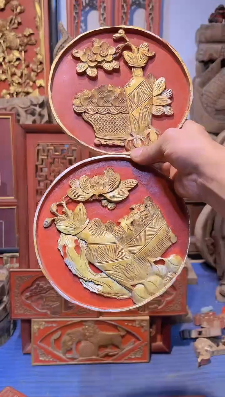 【闪购商品】香樟木老木雕老物件花板有瑕疵完美者慎拍