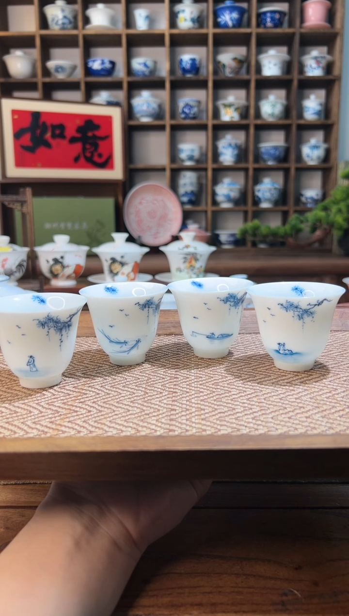 【闪购商品】手绘松下雅集4个主人杯    