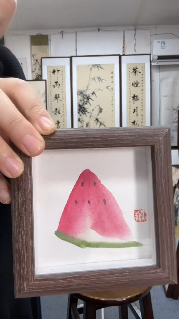 国画尺寸12*12摆台极兔包邮手绘