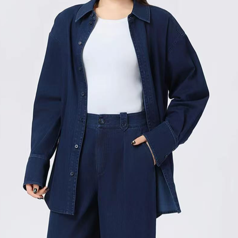 GIRDEAR/哥弟新款春夏气质女款休闲长袖牛仔衬衫翻领外套130082