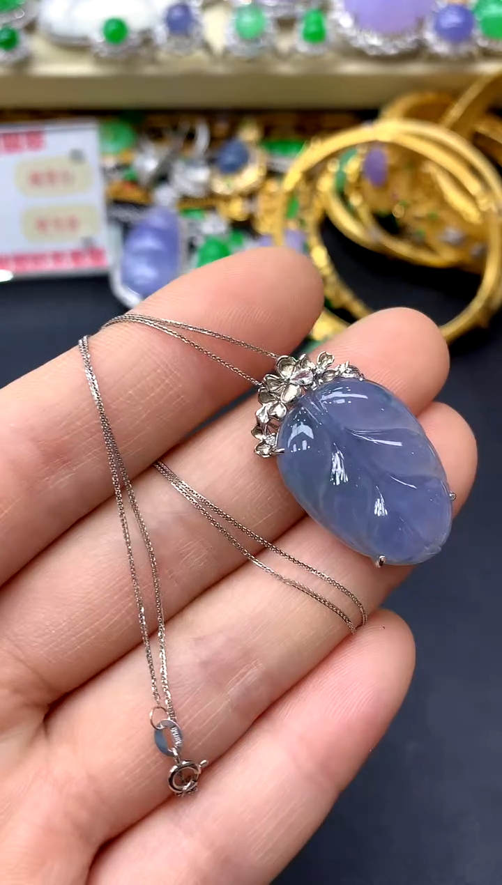 颈饰18K金镶嵌翡翠163-中国好珍宝