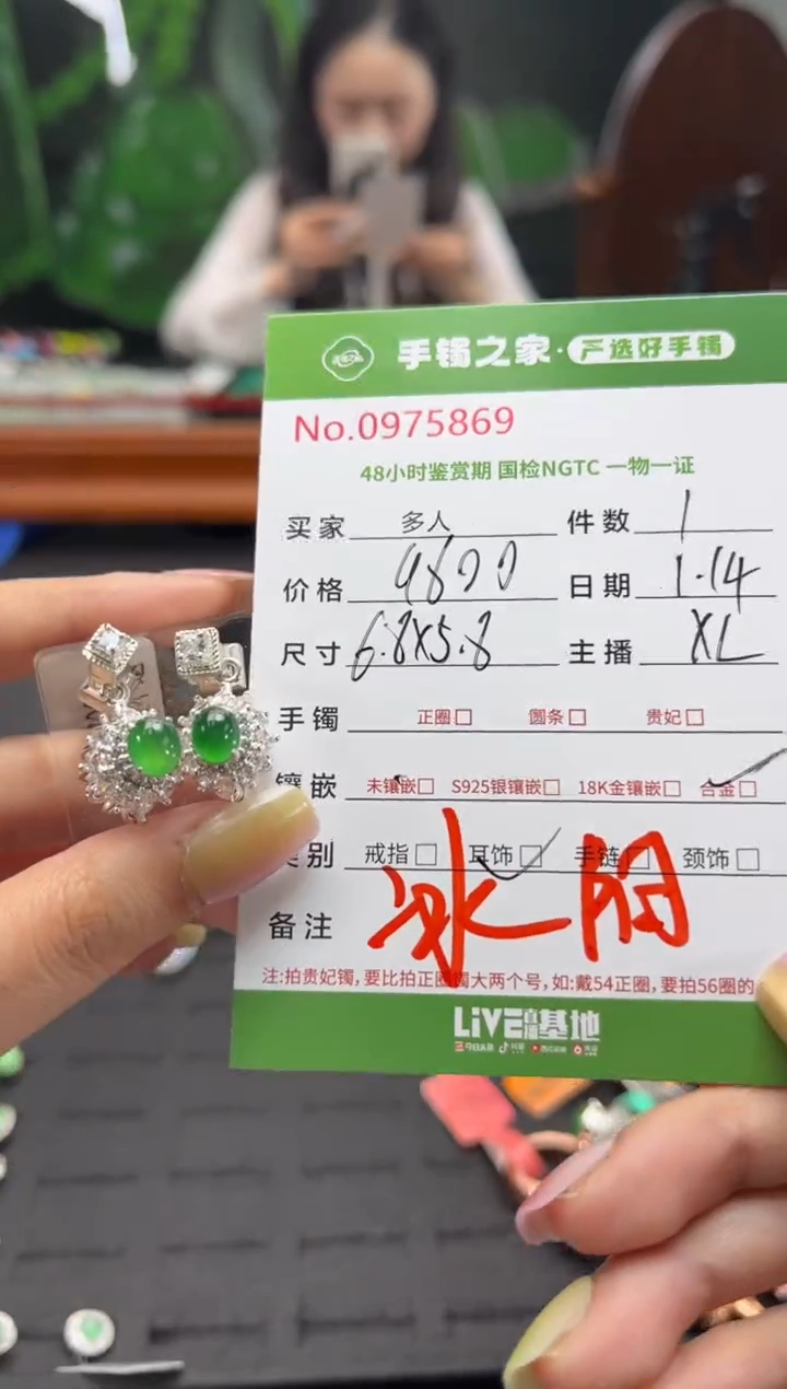 【闪购商品】翡翠耳饰合金多人