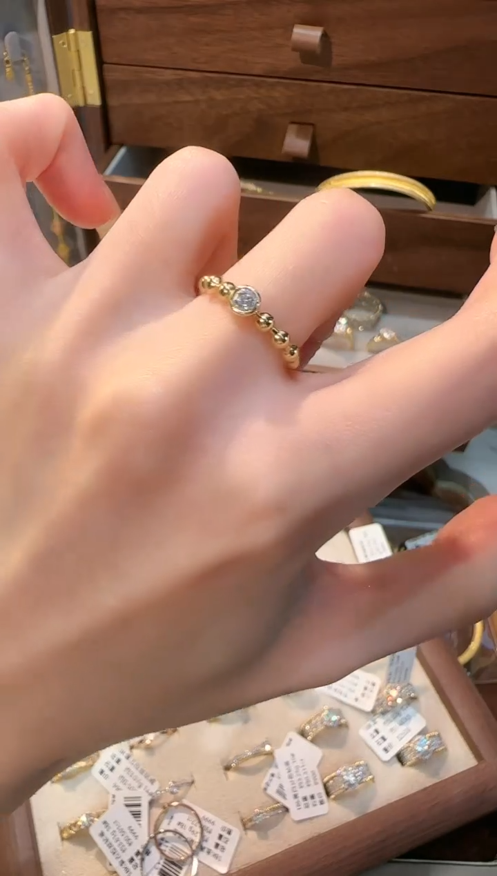 【闪购商品】钻石戒指/指环18K金镶嵌珠珠钻戒12#