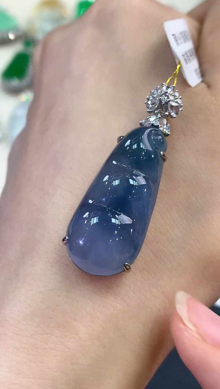 【闪购商品】翡翠吊坠(不含链)18K金镶嵌B164     有色差