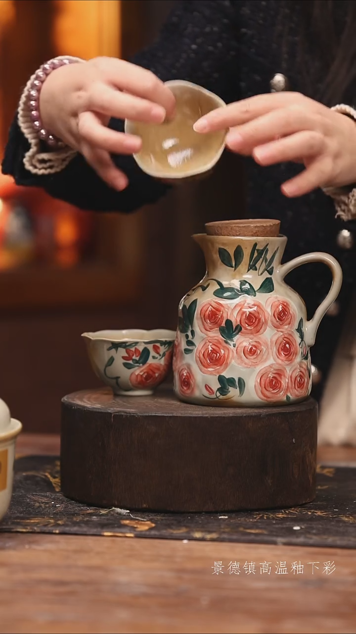 陶瓷景德镇高温釉下手绘陶瓷@L508@