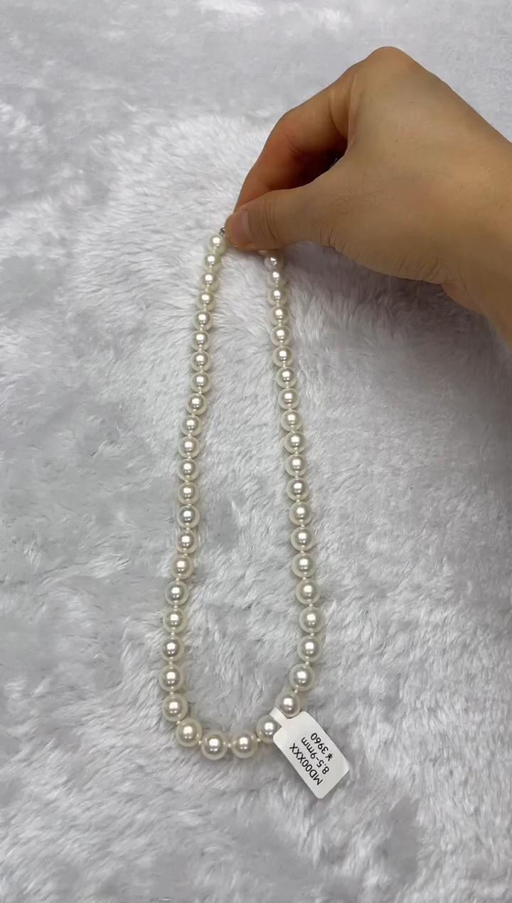 海水珍珠银S925镶嵌项链AK8.5-9mm