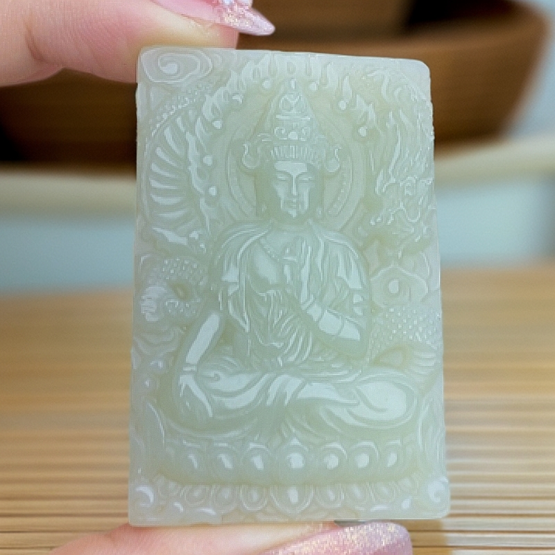 和田玉祥龙观音男款观音牌