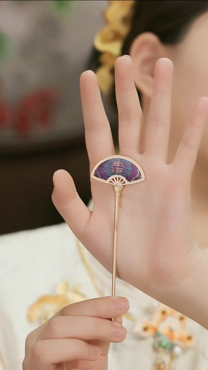 刺绣湘传礼宋锦发簪