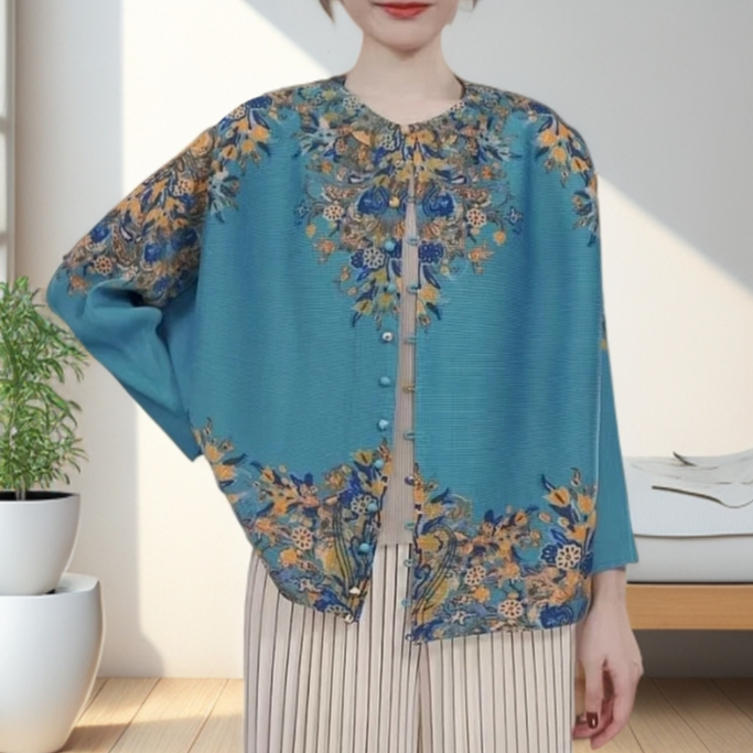 T3654夏季新款防嗮外套青花瓷时尚宽松开衫外套