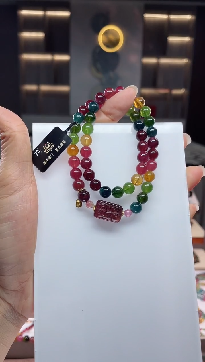 未镶嵌老矿碧玺双圈手串7mm+碧玺（多样性发一条）Q