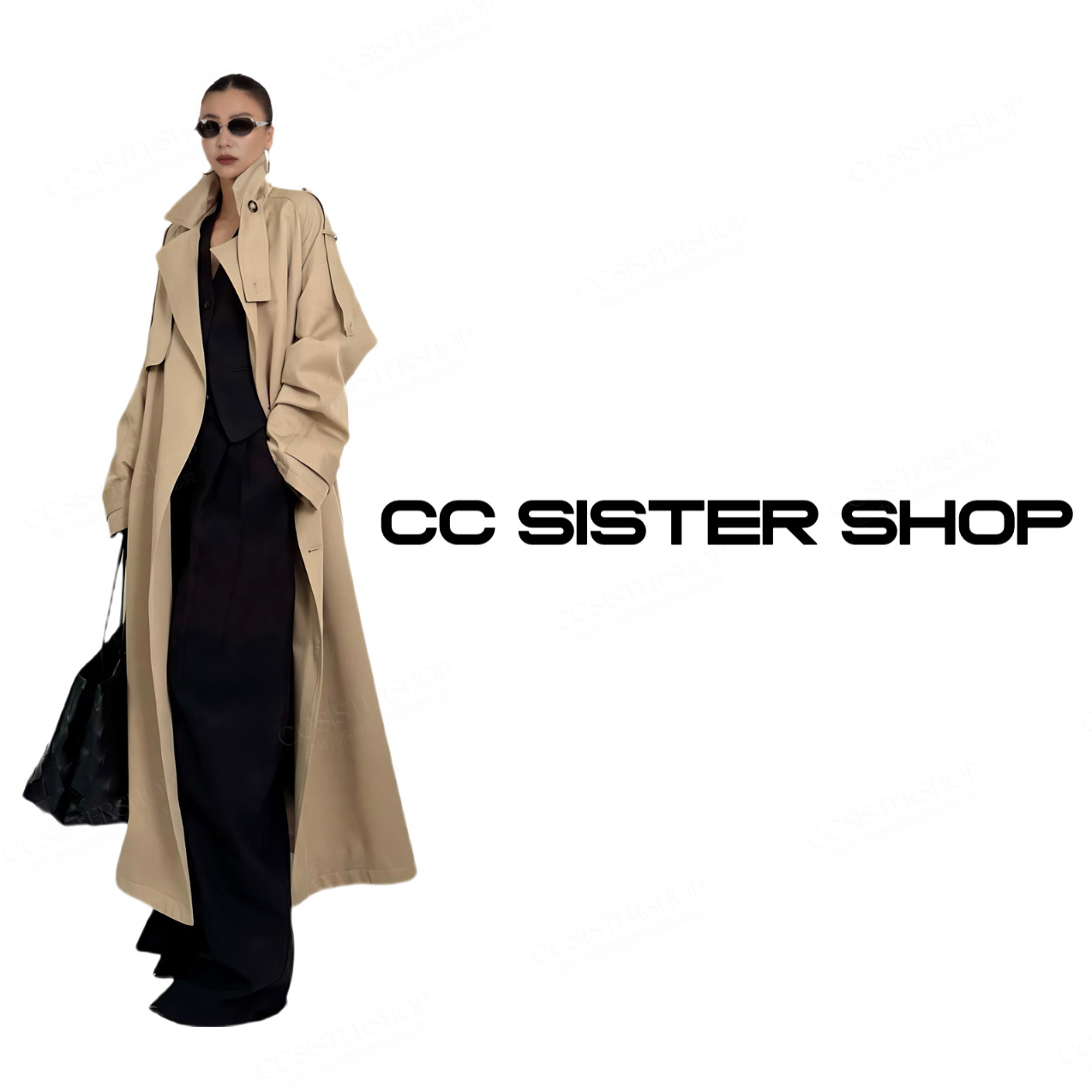 CC SISTER SHOP【旷野追影】轻奢英伦廓形双排扣肩章高个子长款风衣