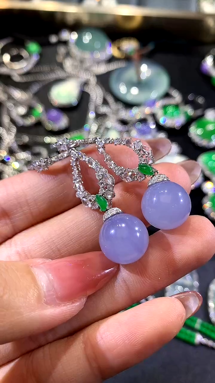 【闪购商品】翡翠耳饰18K金镶嵌145-珠子