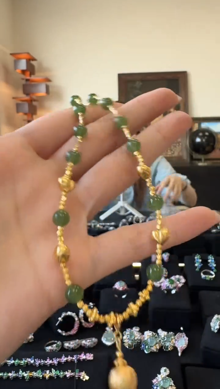 项链银S925镶嵌和田玉银镶