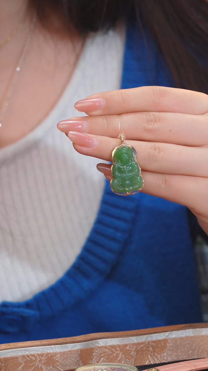 【闪购商品】和田玉吊坠18K金镶嵌@@W5819