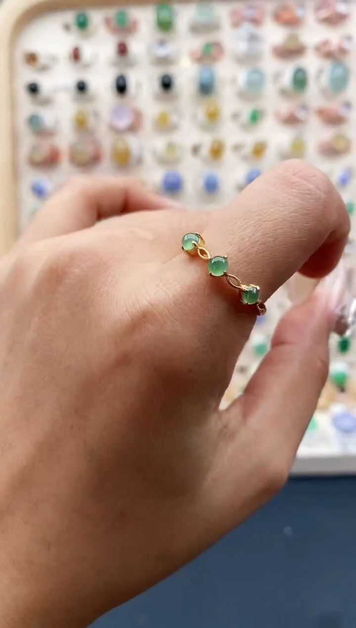 【闪购商品】翡翠戒指银S925镶嵌缅甸天然A货翡翠111  4+5