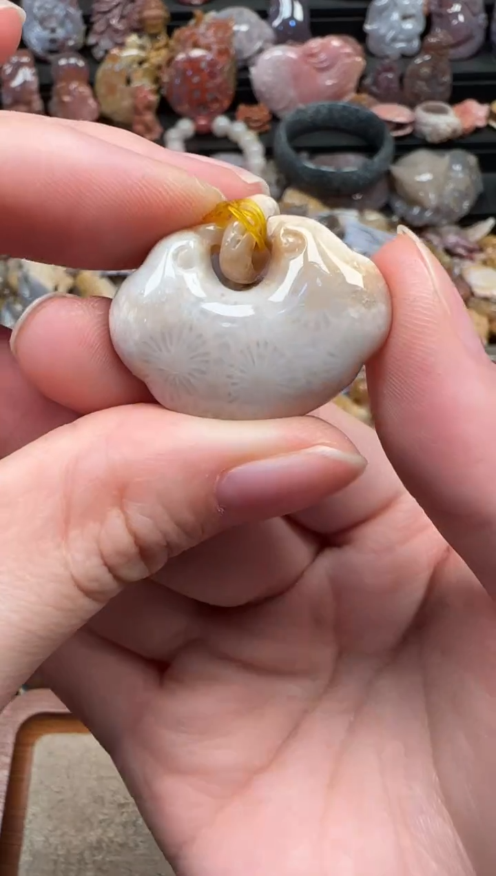 颈饰未镶嵌硅化珊瑚（珊瑚玉）090