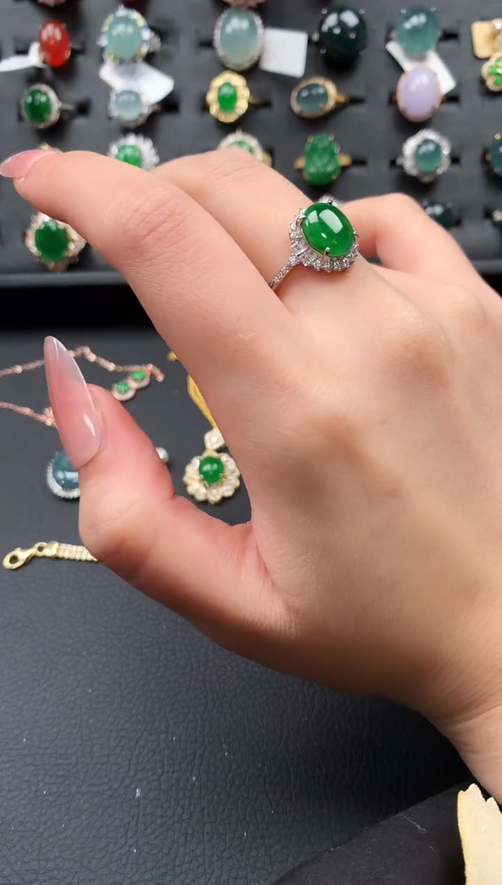 【闪购商品】翡翠戒指银S925镶嵌2141