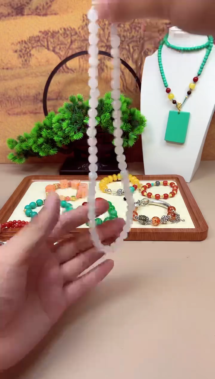 和田玉银S925镶嵌颈饰X101             