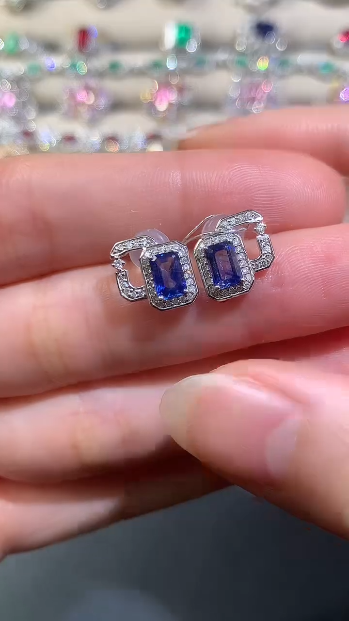 耳饰蓝宝石18K金镶嵌D348|2980