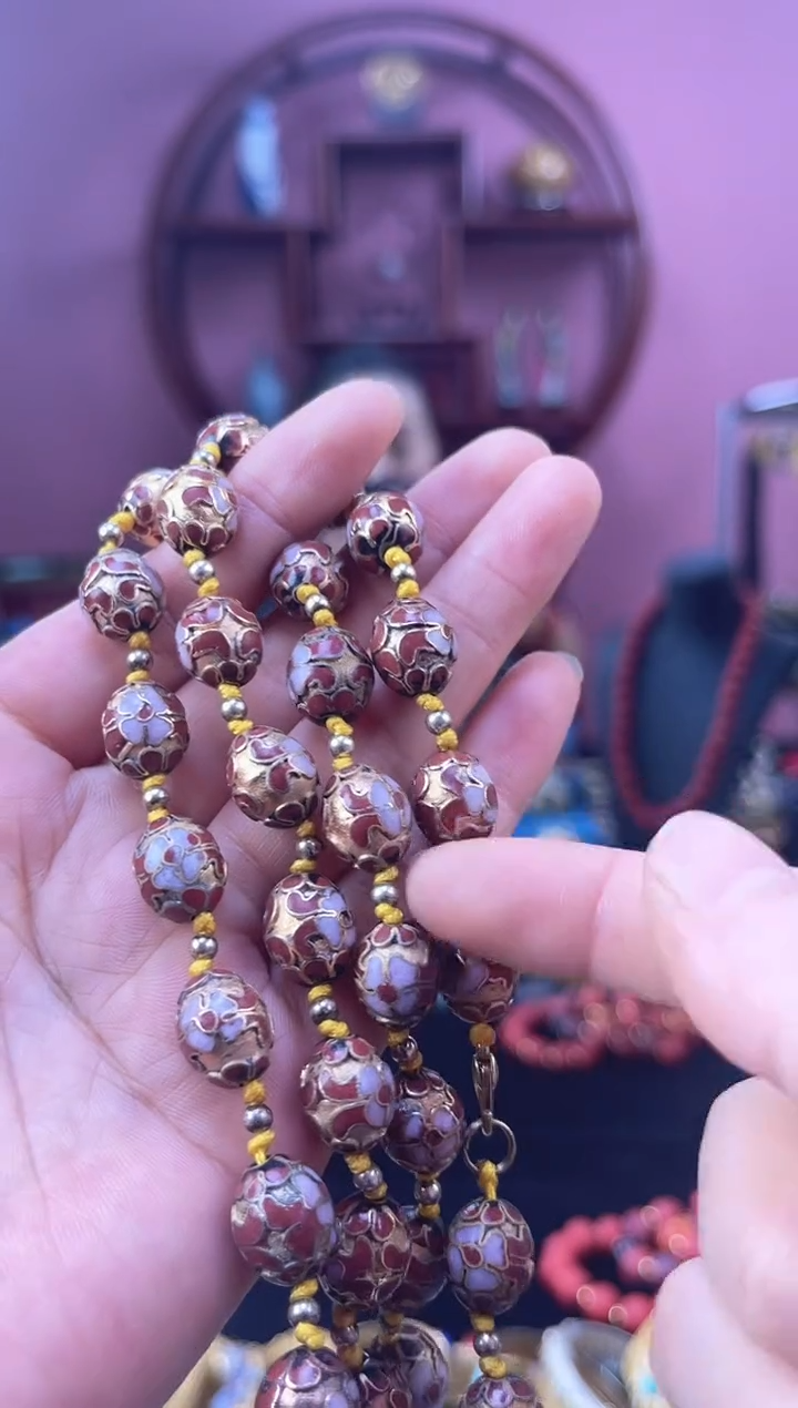 非遗 景泰蓝项链 金地枣珠