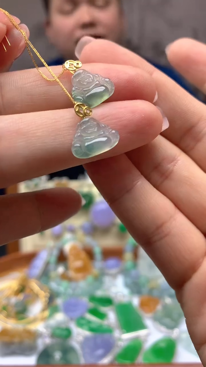 【闪购商品】翡翠耳饰18K金镶嵌155-天然翡翠