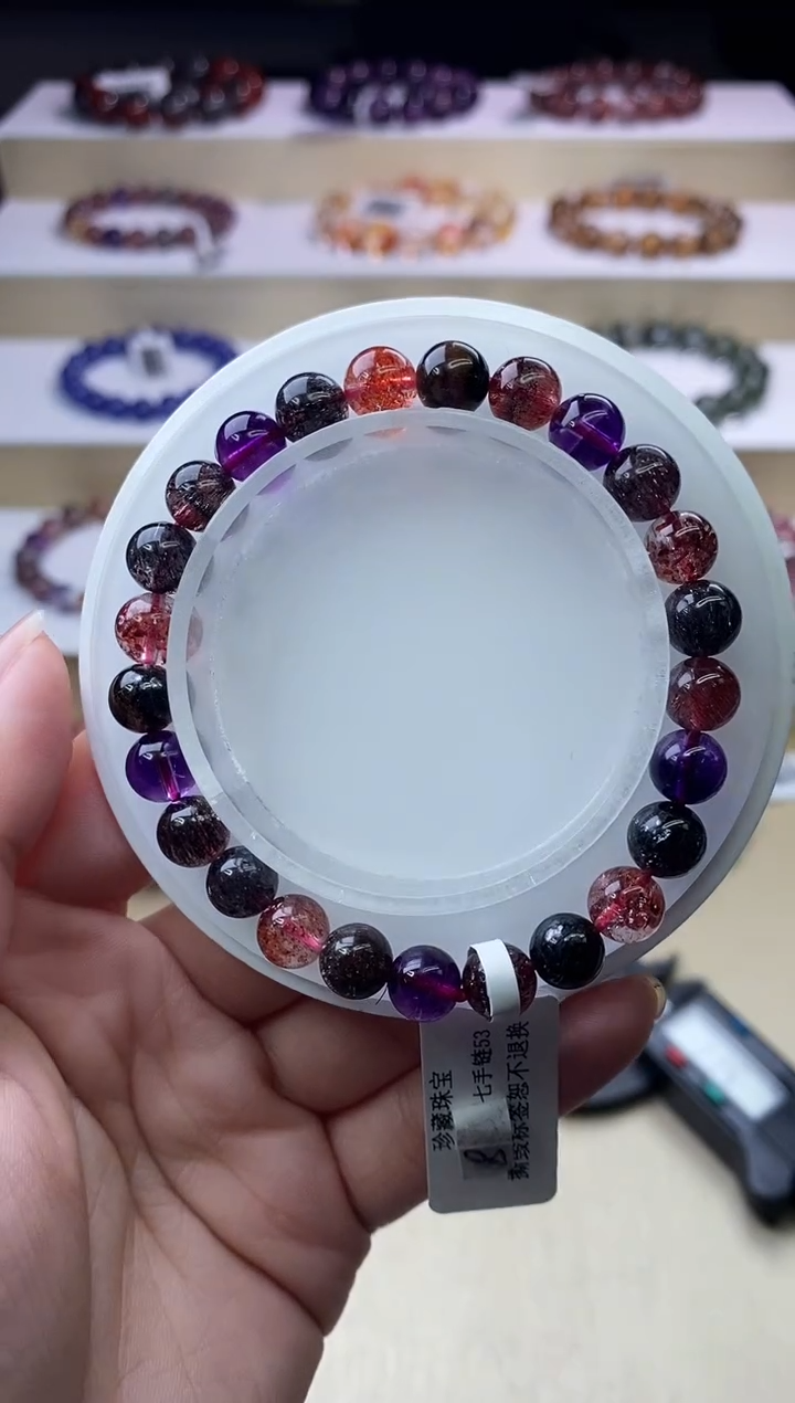 【闪购商品】水晶手链未镶嵌黑加仑超七单圈7m+