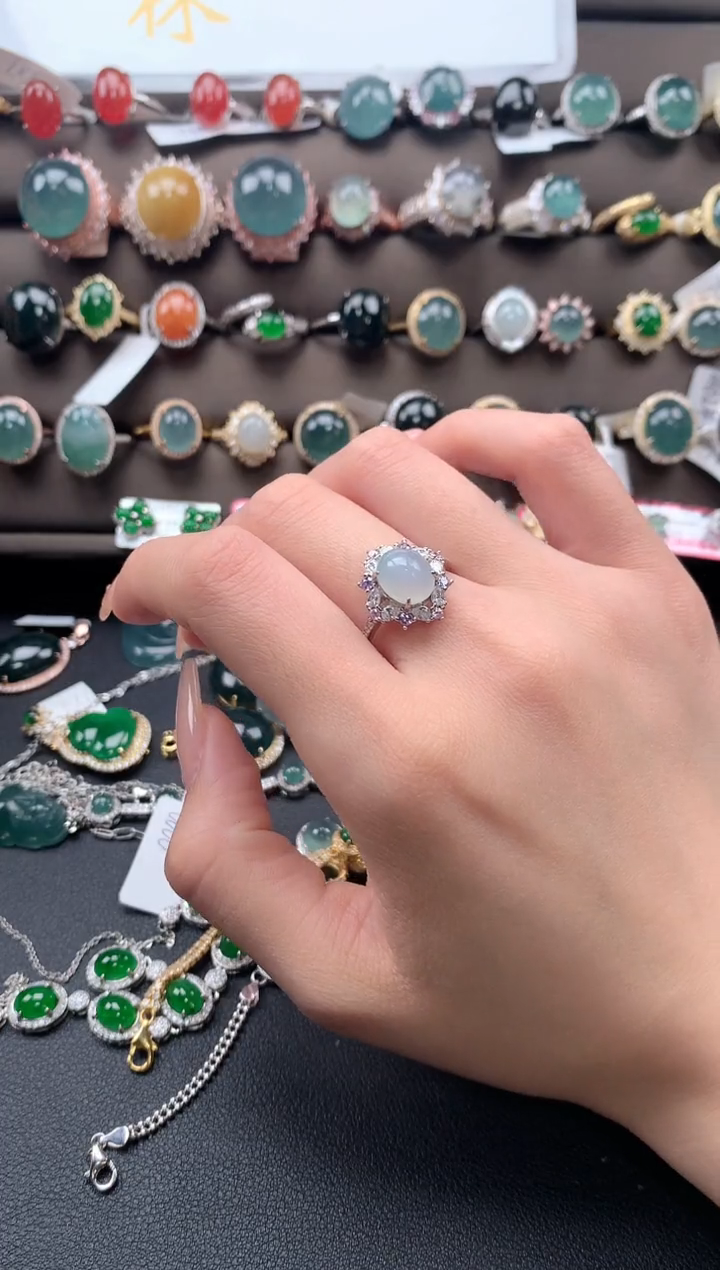【闪购商品】翡翠戒指银S925镶嵌342432432
