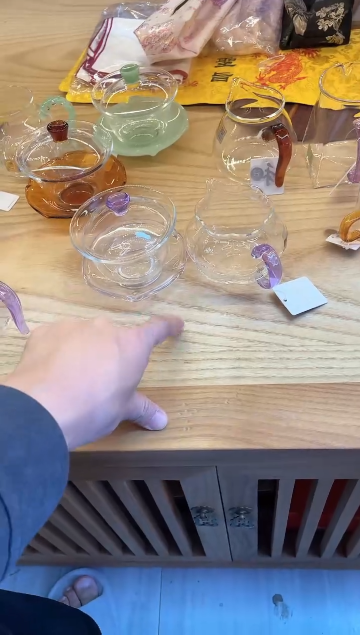 欣**泰禾器/禅语盖碗/浅紫+晶彩/纳福茶海/浅紫